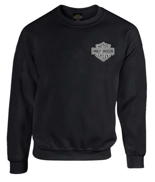 Harley-Davidson Men's Pullover Crew Sweatshirt, Bar & Shield, Black 30296629 - Wisconsin Harley-Davidson