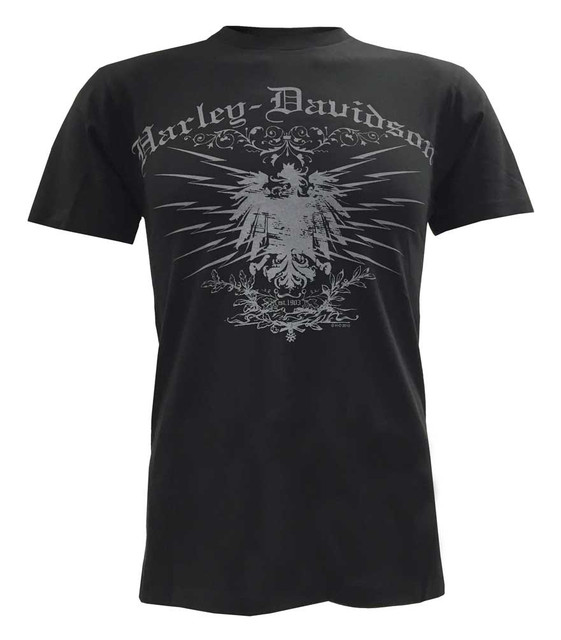 Harley-Davidson Men's Lightweight Short Sleeve Tee, Charged Eagle Graphic, Black - Wisconsin Harley-Davidson