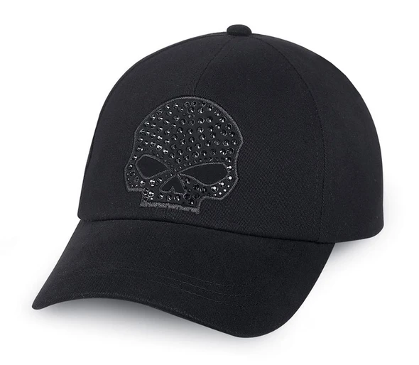 Harley-Davidson Women's Rhinestone Skull Baseball Cap, Black Cotton. 99502-15VW - Wisconsin Harley-Davidson