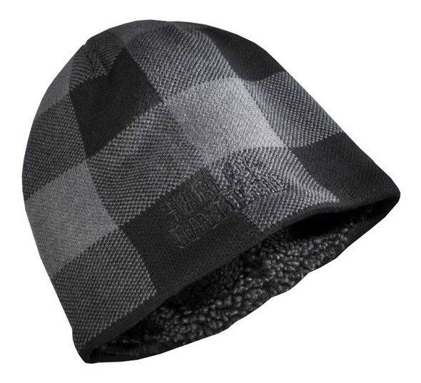 Harley-Davidson Men's Buffalo Checkered Knit Beanie Hat, Gray/Black 97635-16VM - Wisconsin Harley-Davidson