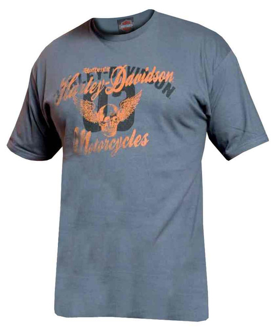 Harley-Davidson Men's Garage Days Winged Skull Short Sleeve Tee, Charcoal - Wisconsin Harley-Davidson