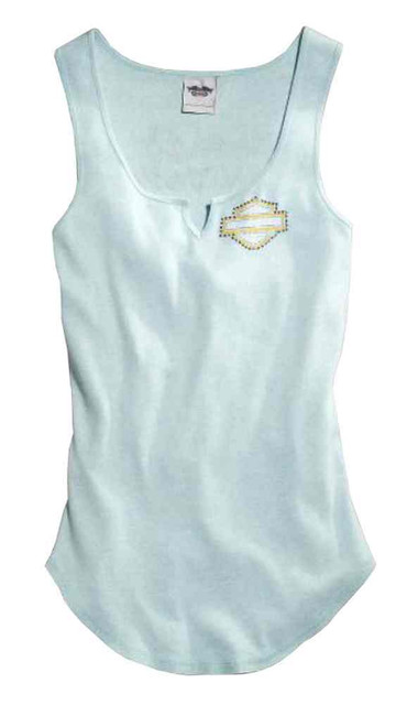 Harley-Davidson Women's Tank Top, Butterfly Bar & Shield, Aqua Splash 96029-15VW - Wisconsin Harley-Davidson