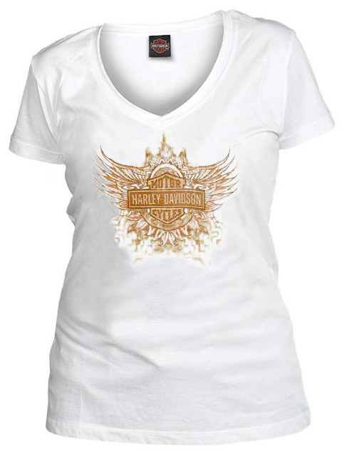 Harley-Davidson Women's Tee, Lil' Bit Winged Short Sleeve Tee, White 30293381 - Wisconsin Harley-Davidson
