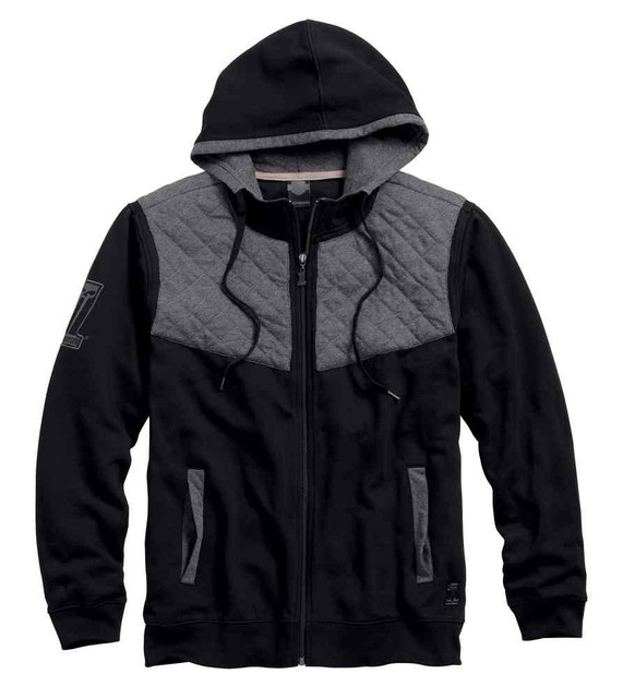 Harley-Davidson Men's Black Label Core Quilted Yoke Hoodie, Black 99045-16VM - Wisconsin Harley-Davidson