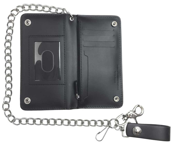 Harley-Davidson® Men's Skull Bi-Fold Biker Long Wallet, Black