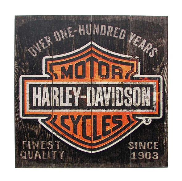Harley-Davidson 18 x 18 Over One Hundred Years B&S Wood Sign W10-HARL-SHIELD - Wisconsin Harley-Davidson