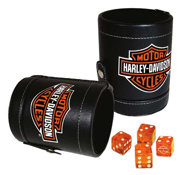 Harley-Davidson Bar & Shield Logo Dice Cup Game Set, Leatherette Cup 651 - Wisconsin Harley-Davidson