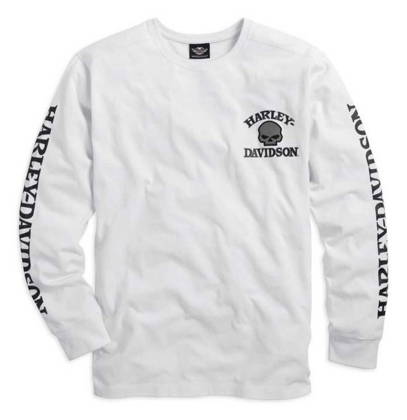 Harley-Davidson Men's Willie G. Skull Long Sleeve Tee White 99092-14VM - Wisconsin Harley-Davidson