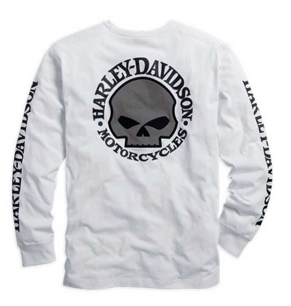 Harley-Davidson® Men's Willie G. Skull Long Sleeve Tee White