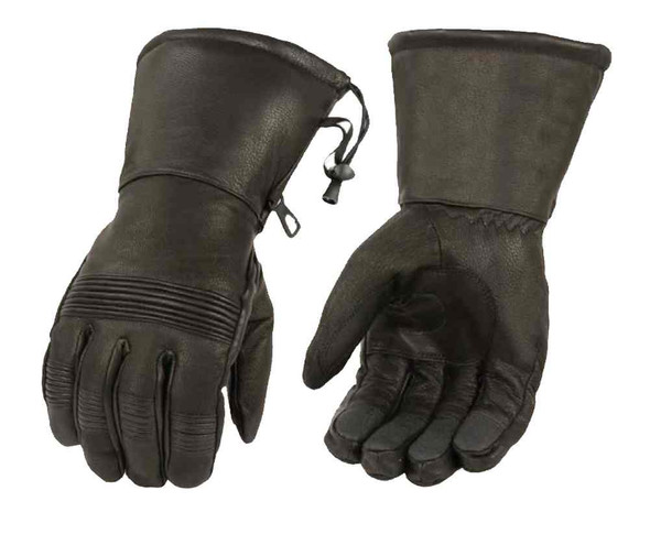 Milwaukee Leather Men's Premium Leather Full-Finger Gauntlet Gloves, Black SH294 - Wisconsin Harley-Davidson