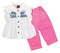 Harley-Davidson Baby Girls' 2 Piece Woven Infant Pant Set, Pink/White 2011625 - Wisconsin Harley-Davidson