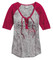 Harley-Davidson Women's Lace Front Raglan Henley Top, Charcoal 96319-16VW - Wisconsin Harley-Davidson