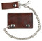 Men's TriFold Biker Chain Styled Wallet, Genuine Antique Brown Leather AT304 - Wisconsin Harley-Davidson
