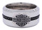 Harley-Davidson Men's Black Stainless Steel Wire Bar & Shield Ring HSR0032 - Wisconsin Harley-Davidson
