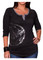 Harley-Davidson Women's Miss Motor 3/4 Sleeve Split V-Neck Raglan Shirt, Black - No Hassle Returns at Wisconsin Harley