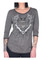 Harley-Davidson Women's Fly Free Embellished 3/4 Sleeve Scoop Neck Top, Gray - Wisconsin Harley-Davidson