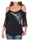 Harley-Davidson Women's Deco Daisy Cold Shoulder w/ Straps 3/4 Sleeve Top, Black - Wisconsin Harley-Davidson