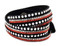 Women's Silver Studded with Bling Embellishment Red Faux Suede Bracelet 84074 - Wisconsin Harley-Davidson