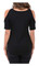 Harley-Davidson Women's Embellished B&S Cold Shoulder 3/4 Sleeve Top - Black - No Hassle Returns at Wisconsin Harley