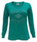 Harley-Davidson Womens Starstruck Embellished Long Sleeve Scoop Neck Shirt, Teal - Wisconsin Harley-Davidson