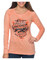 Harley-Davidson Women's Rose Label Metallic Long Sleeve Raglan Shirt, Coral - Wisconsin Harley-Davidson