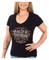 Harley-Davidson Women's Bling Script Short Sleeve V-Neck Cotton T-Shirt, Black - Wisconsin Harley-Davidson