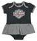 Harley-Davidson Baby Girls' Holographic Foil Knit Peplum Creeper - Gray & Pink - Wisconsin Harley-Davidson