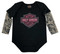 Harley-Davidson Baby Girls' Glitter B&S Mesh Tattoo Long Sleeve Creeper - Black - Wisconsin Harley-Davidson