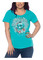 Harley-Davidson Women's Rhinestone Skull & Roses Short Sleeve Cotton Tee - Blue - Wisconsin Harley-Davidson
