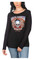 Harley-Davidson Women's Wild Rose Embellished Scoop Neck Long Sleeve Top - Black - Wisconsin Harley-Davidson