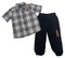 Harley-Davidson Little Boys' 2-Piece Toddler Plaid Shirt & Denim Pant Set - Gray - Wisconsin Harley-Davidson