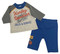 Harley-Davidson Baby Boys' 2-Piece Newborn 3/4 Sleeve Tee & Pant Set, Gray/Blue - Wisconsin Harley-Davidson