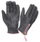 UNIK Women's Cowhide Leather Full-Finger Gloves w/ Pink Stitching - Black - Wisconsin Harley-Davidson