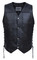 UNIK Men's Premium 10-Pocket Cowhide Leather Snap Front Motorcycle Vest - Black - Wisconsin Harley-Davidson