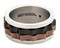 Harley-Davidson Men's Curved Tri Tone Stack Ring - Stainless Steel, Black/Brown - Wisconsin Harley-Davidson