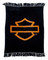 Harley-Davidson Woven Open Bar & Shield Logo Knit Blanket - Black/Copper - Wisconsin Harley-Davidson
