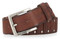 Harley-Davidson Men's Ribbed & Studded Detail Genuine Leather Belt - Brown - Wisconsin Harley-Davidson