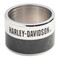 Harley-Davidson Men's Boxed Engraved H-D Stainless Steel Carbon Fiber Ring - Wisconsin Harley-Davidson