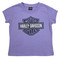 Harley-Davidson Big Girls' Glitter Bar & Shield Logo Short Sleeve Tee, Purple - Wisconsin Harley-Davidson