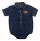 Harley-Davidson Baby Girls' Bar & Shield Denim Short Sleeve Infant Creeper - Wisconsin Harley-Davidson