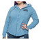 Harley-Davidson Women's Misty Zip-Up Poly-Blend Raw-Edge Hoodie, Misty Blue - Wisconsin Harley-Davidson