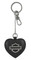 Harley-Davidson Open Bar & Shield Logo Heart Shaped Leather Key Fob, Black - Wisconsin Harley-Davidson
