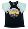 Harley-Davidson Girls' Colorblocked Raglan Fringe Short Sleeve Tee, Black/Teal - Wisconsin Harley-Davidson