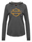 Harley-Davidson Women's Wild Raw-Edge Curved Hem Pullover Hoodie, Gray - Wisconsin Harley-Davidson