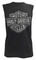 Harley-Davidson Mens Sleeveless Muscle Tee, Distressed Tonal Bar & Shield, Black - Wisconsin Harley-Davidson