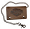 Harley-Davidson Men's Embossed XL Tri-Fold Chain Wallet Brown Leather TC337H - Wisconsin Harley-Davidson