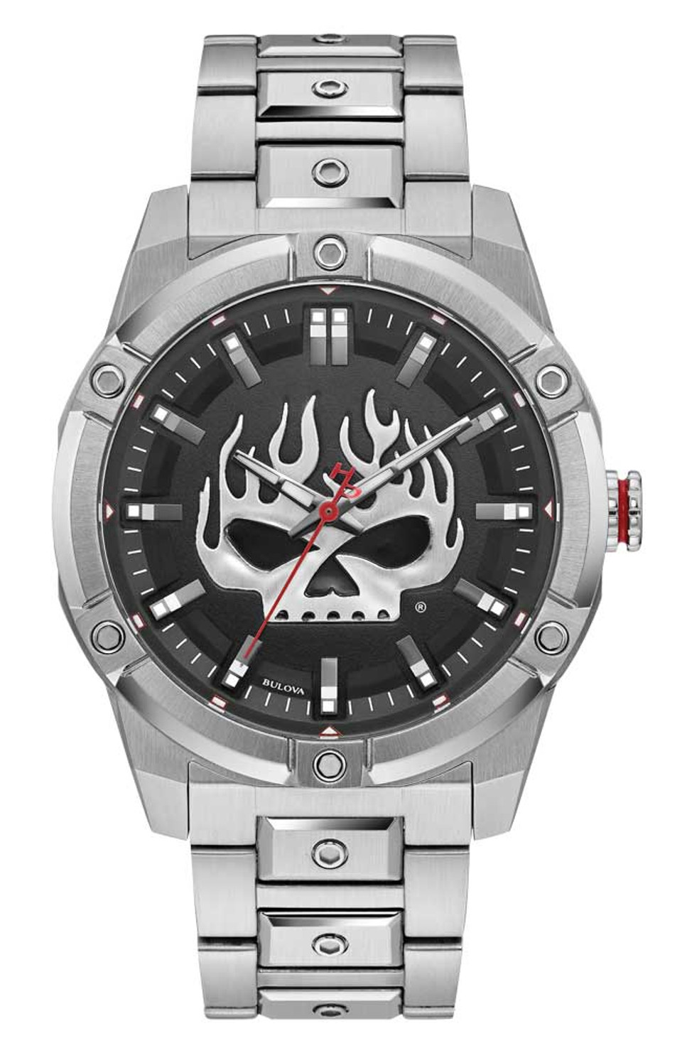Harley-Davidson® Mens Flaming Willie G Skull Stainless Steel Watch ...