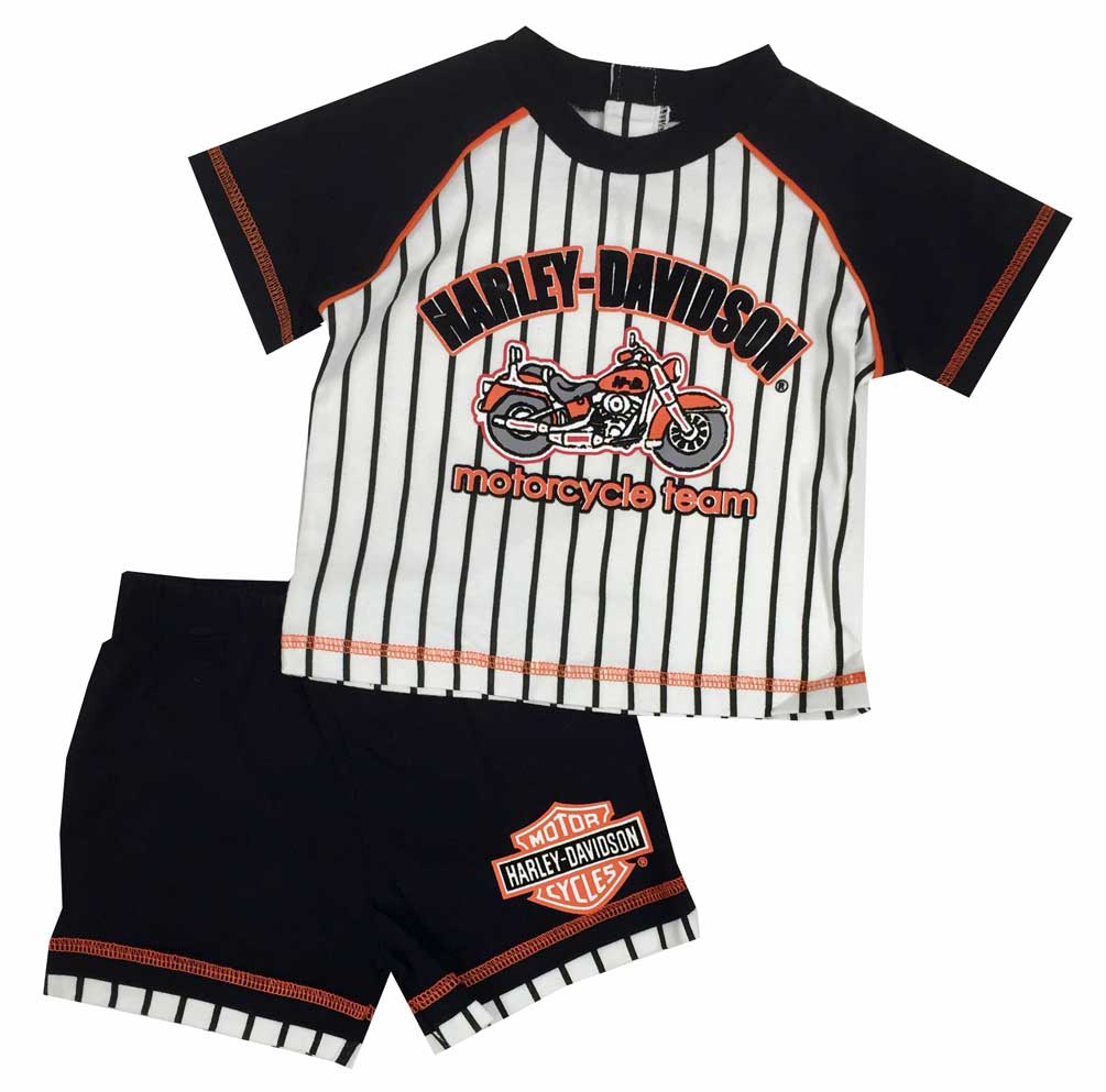 Harley-Davidson Little Boys' Jersey Short - Tee Set, White/Black/Orange. 2072511 - Wisconsin Harley-Davidson