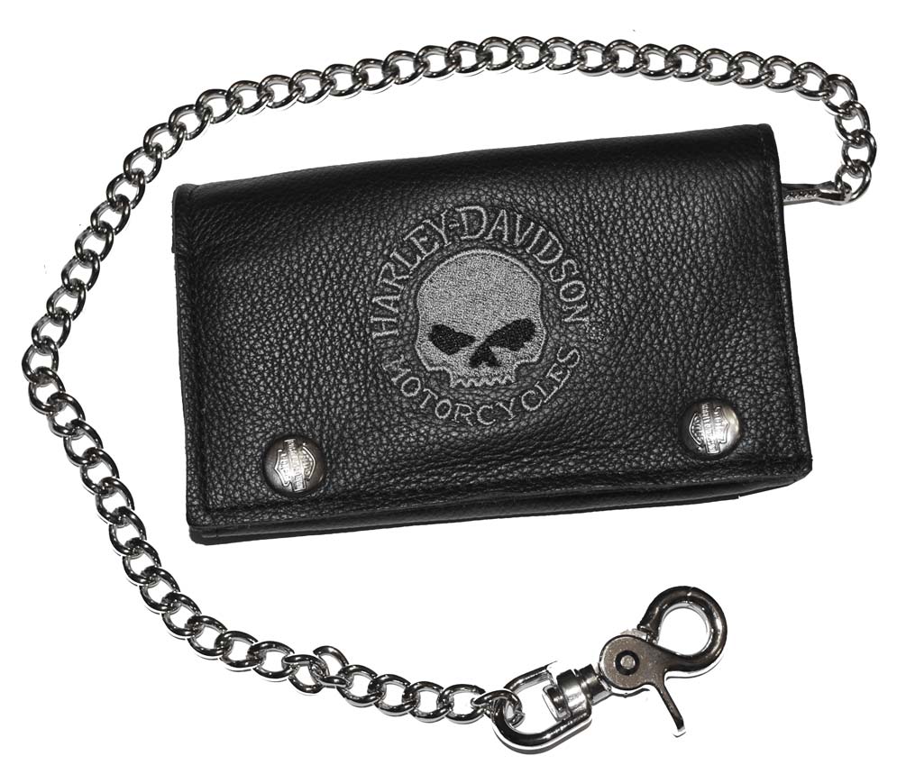 Harley-Davidson® Men's Embroidered XL Tri-Fold Chain Wallet