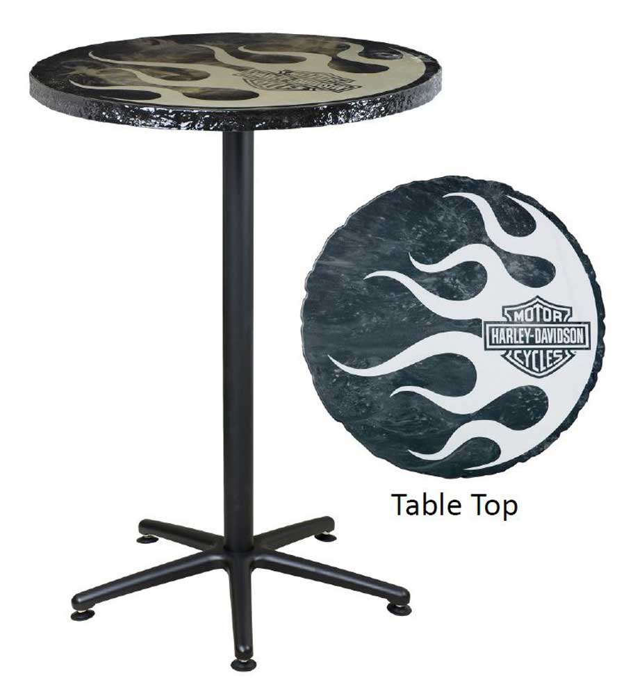 Harley-Davidson Metallic Flaming Bar & Shield Cafe Table, Handmade HDL-12308 - Wisconsin Harley-Davidson